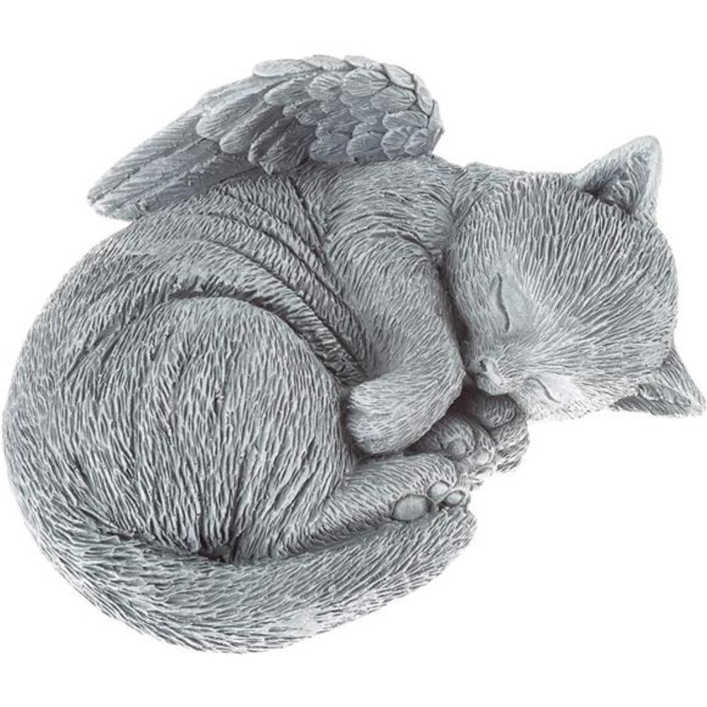 Pure Garden Sculpture Pet Memorial Statue, Sleeping Angel Cat